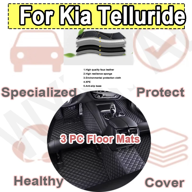 

Luxury Car Floor Mats For Kia Telluride ON 2020~2023 7seat Waterproof Protective Pad Carpete Automotivo Car Mats Floor Car Mats