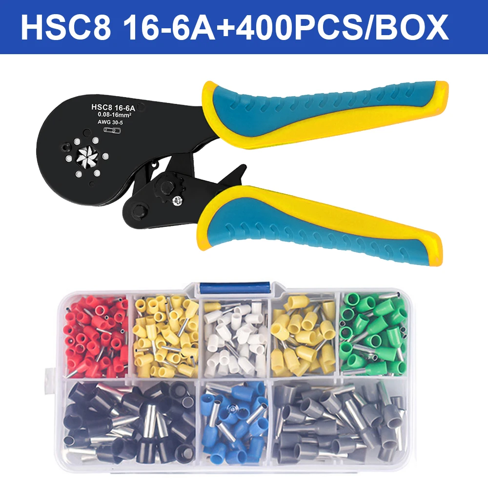 Ferrule krimpgereedschapsset, draadhuls crimper tangenset, zeshoekige crimpers (0,08-16 mm2/AWG28-5) voor draadhulzen connectoren