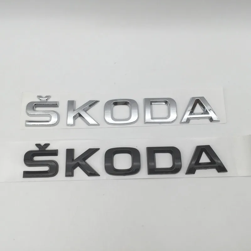 1pcs 3D ABS high quality silver/black car Letter Emblem Rear tail trunk Decals badge sticker Decal styling For Skoda