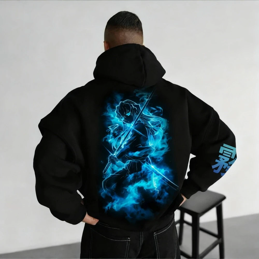 Sudadera con capucha Demon Slayer para hombre Muichiro Tokito Anime primavera Otoño Invierno niño Harajuku traje de manga larga para padres e hijos
