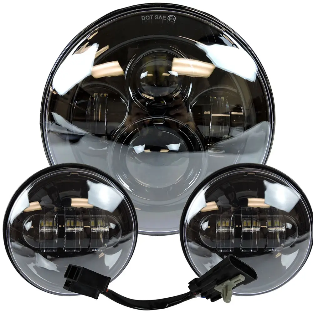 Voor Harley 7 "Led Projector Moto Koplamp + 4 1/2 Fog Passeren Lichten Voor Touring Electra Glide7 Inch koplamp Beugel Onderdelen