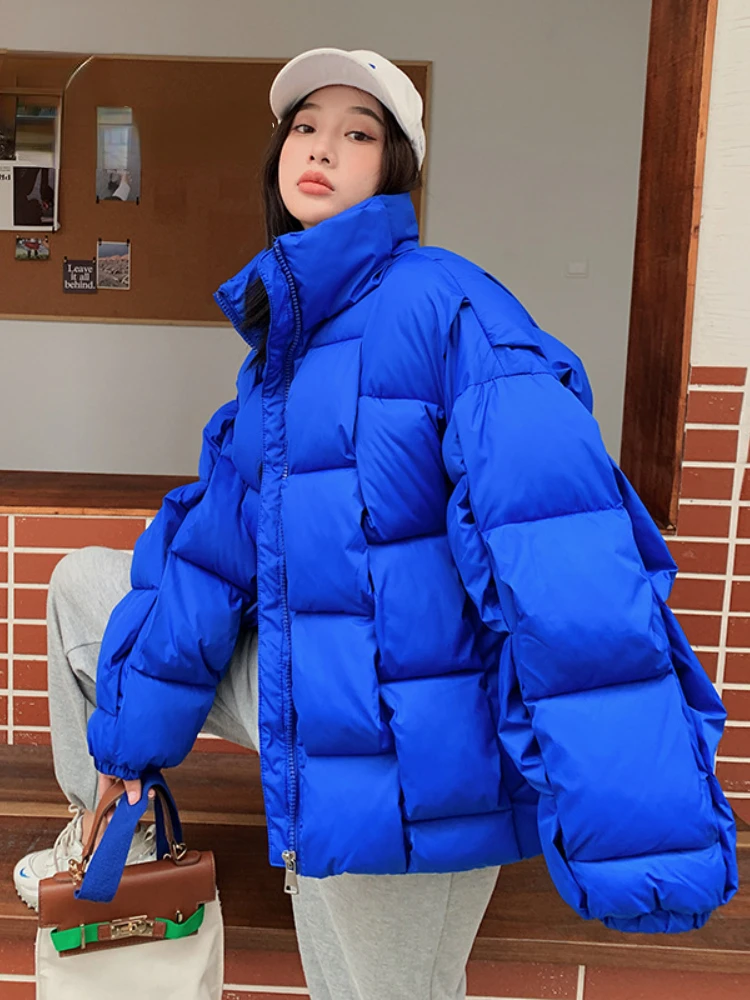 Puffer Parkas acolchoados acolchoados de manga comprida para mulheres, jaqueta casual, casaco grosso e quente, tops de neve, inverno, novo, 2021,