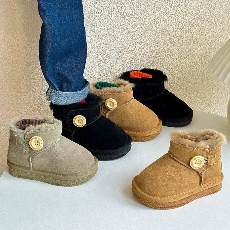 

Winter Warm Fur Kids Ankle Boots Toddler Boys Girls Suede Multiple Colors Casual Daily Footwear Anti-slip Classic Short Boots