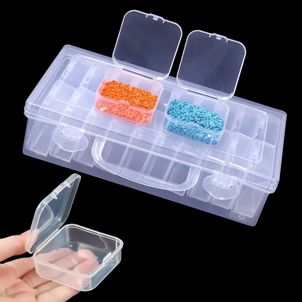 12/15/20/30 Grids Jewelry Storage Boxes Set Transparent Plastic Rhinestones Paintings Embroidery Storage Box DIY Craft Organizer