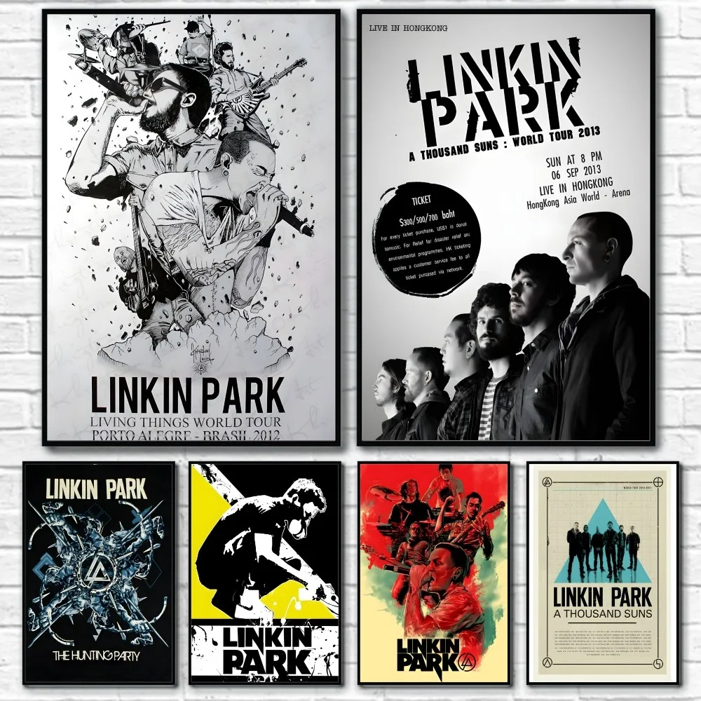 L-Linkin Park Rock Roll Band Retro Poster Sticky Wall Art Printing Waterproof Home Living Bed Room Bar Aesthetic Decor