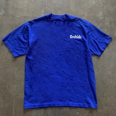 Klein Blue Lotus Flower Design Hong Kong Style Retro Oldschool Unisex Short Sleeve Tshirt Breathable Cotton Standard Fit