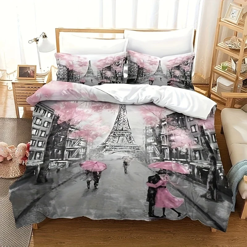 

Eiffel Tower pattern - Polyester - Home decoration, bedroom decoration -1 bedspread +2 pillowcases (no pillow core)