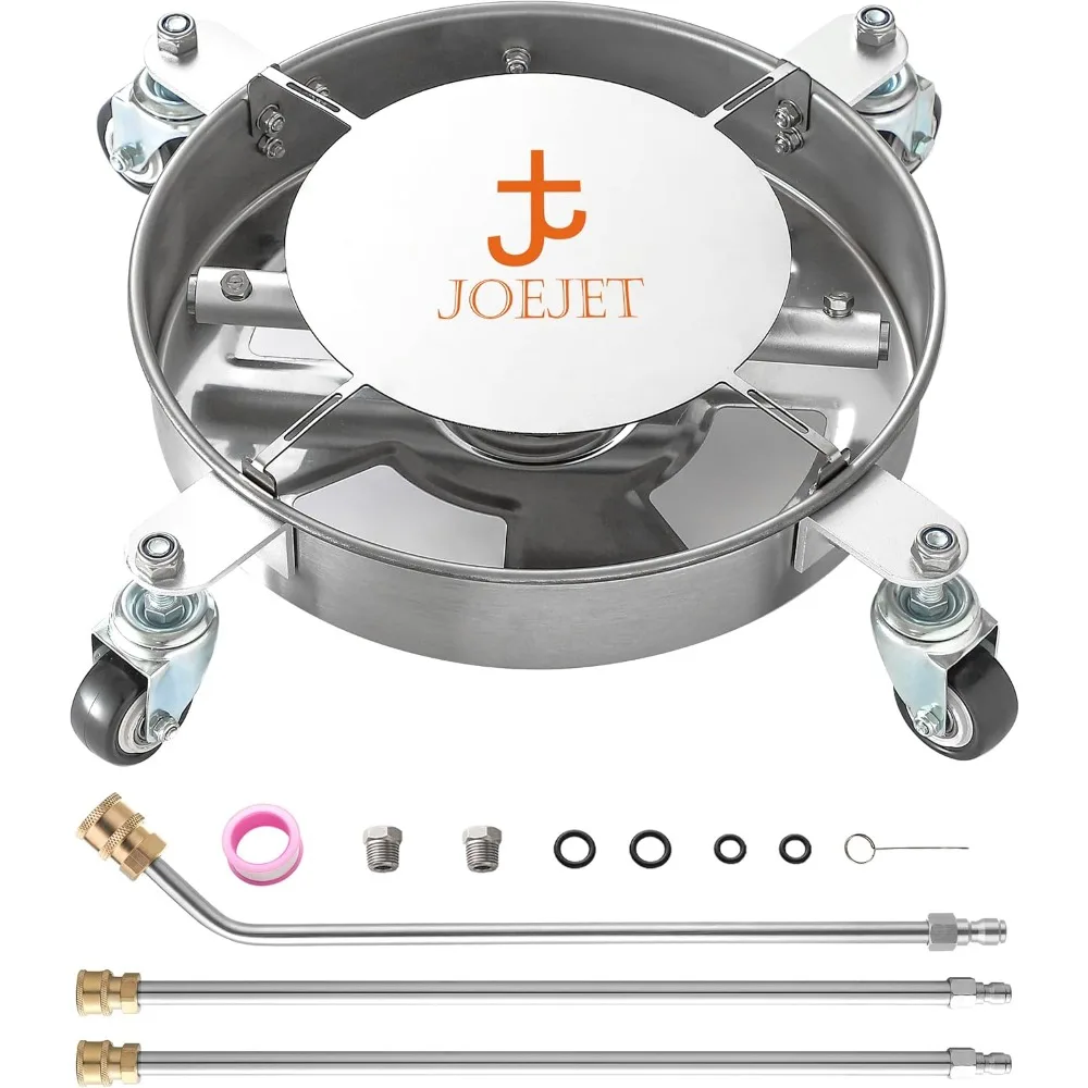 JOEJET Undercarriage Pressure Washer Attachment, Undercarriage Cleaner with 4 Wheels, 14 Inch Under Car Washer, 3 Power Washer E