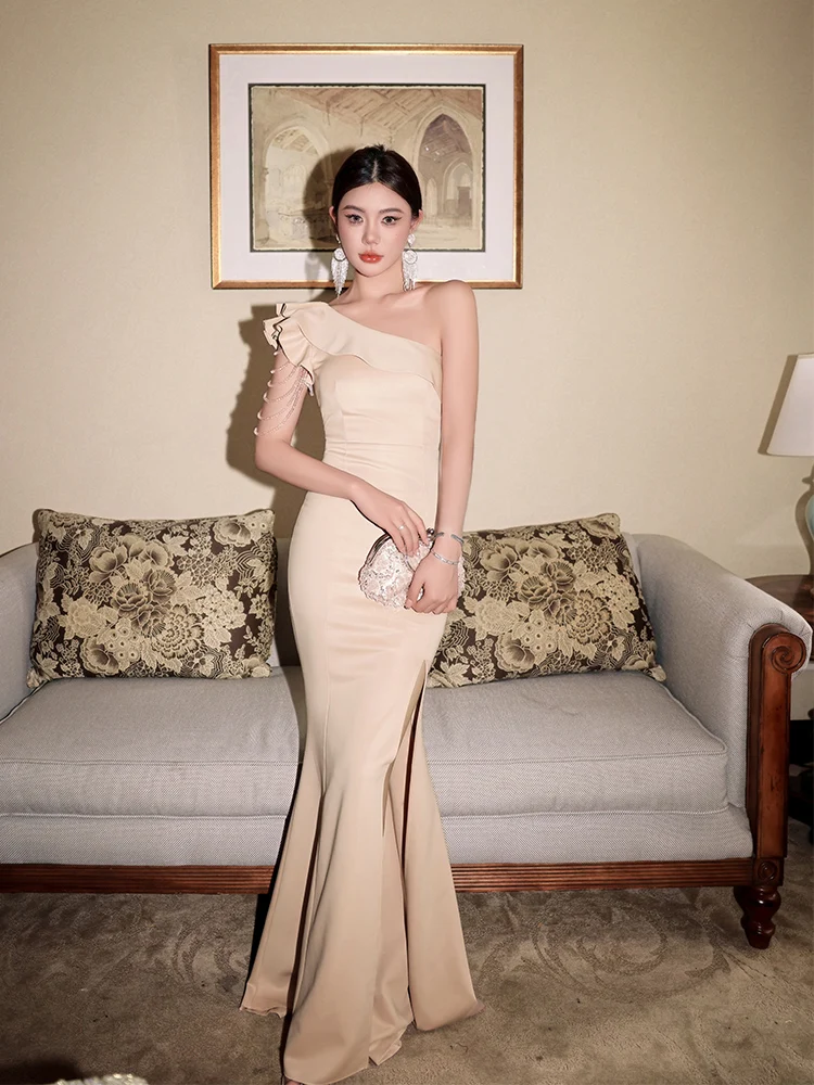 

Вечернее платье XinXueaa Design Sensual 3D Lace с кружевными вставками на плечах, в стиле Хепберн, с длинной юбкой, модное, со средней талией, из полиэфирного волокна