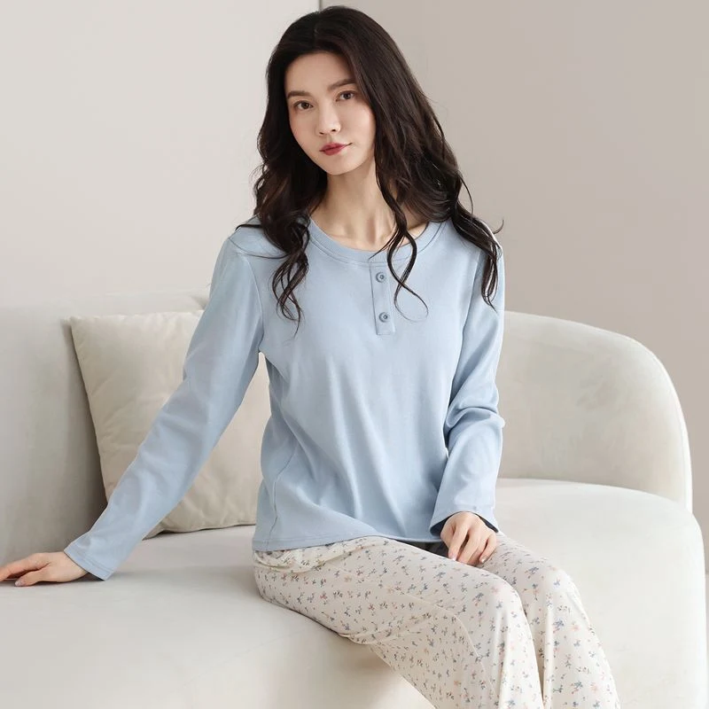 

Весна 2025 года, пижамные комплекты из 100% хлопка с длинными рукавами для женщин, корейская свободная одежда для сна, костюм, пижамы, домашняя одежда, Pijama Mujer, домашняя одежда