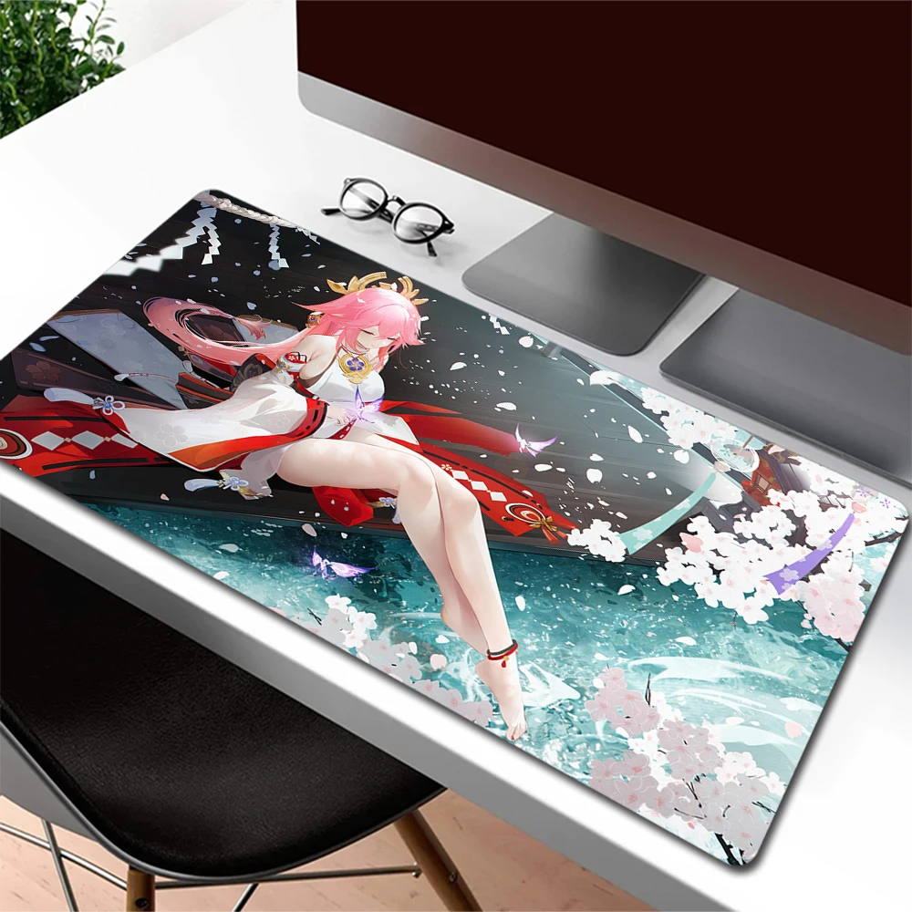 Genshin Impact Mouse Pad Gamer HD Print Anime Girl Mousepad Large Gaming Mouse Mat Big Computer Desk Mat 900x400mm Keyboard Pad