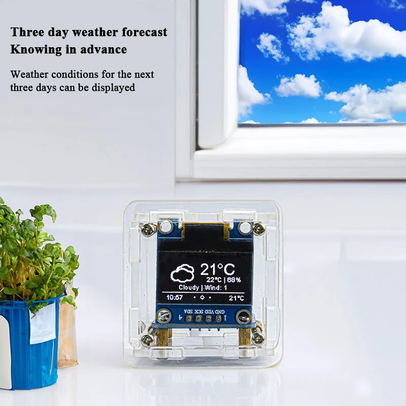 ESP8266 Weather Clock Kit Wifi Module IoT Development Board Time Temperature Humidity Soldering Assembly