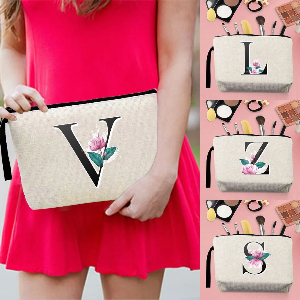 

Coin Purse Makeup Storage Bag Pencil Case Commute Whitemarble Letter Pattern Makeup Pouch Casual Travel Zipper Cosmetic Bags