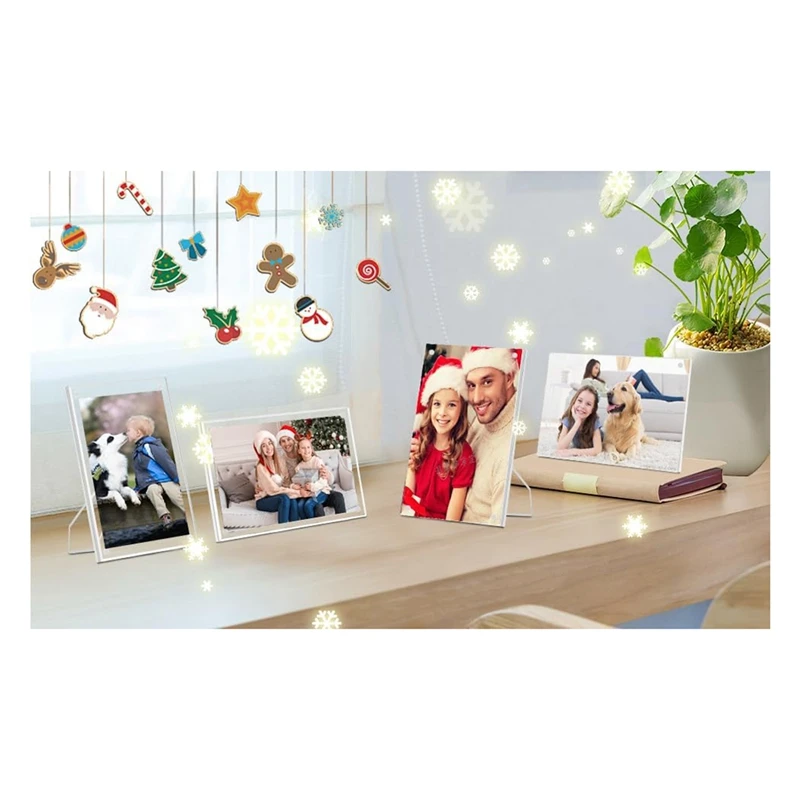 2 Packs 5X7 Inch Acrylic Picture Frames With Stand Clear Magnetic Photo Frame Frameless Tabletop Picture Frame Clear Frame