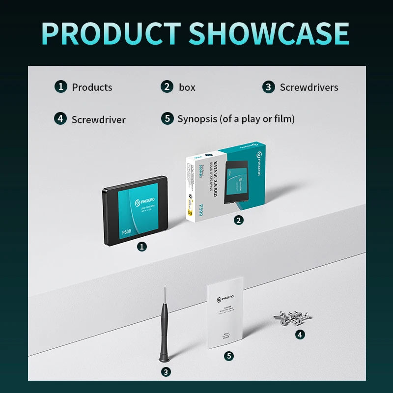 PHIXERO SATA III SSD HDD 2.5인치 내장형 솔리드 스테이트 드라이브 3D NAND 128GB 256GB 512GB 1TB 2TB 4TB PC 노트북 데스크탑 업그레이드용