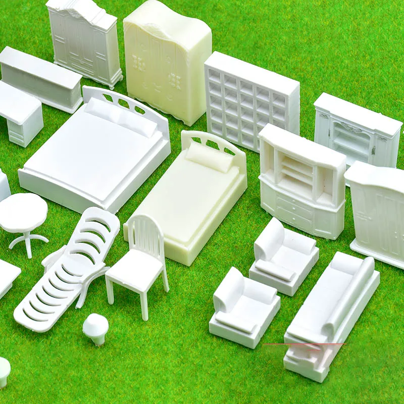 

Miniature Furniture Set for Dollhouse, 50 Scale, Includes Sofa, Couch, Table, Chair, Cabinet, Bookshelf, Cupboard Model Buildind