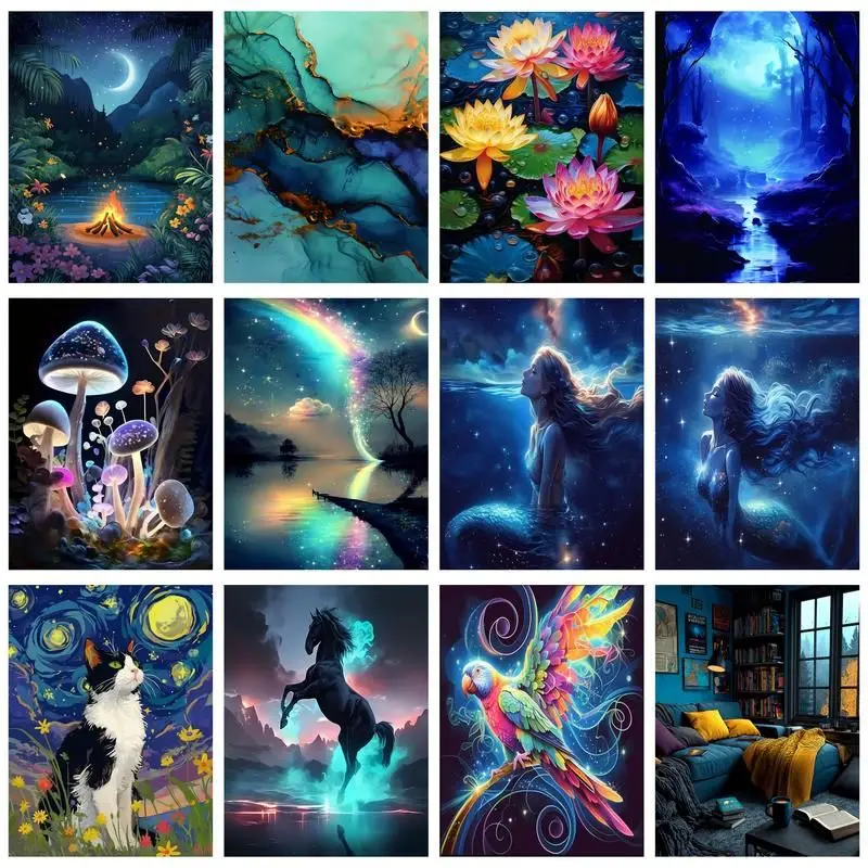 

CHENISTORY 5D DIY Diamond Painting Landscape Full Square Round Diamond Embroidery Rhinestone Picture Wall Home Decoration