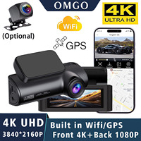4K WIFI Dash Cam 3840*2160P Car DVR Support GPS Front & Rear Lens Auto Car Camera With Night Vision Dashcam G-Sensor 24H Parking