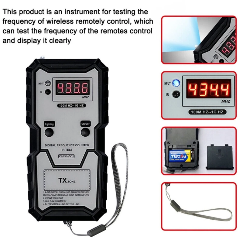 100M-1GHZ 4Bit Car Remote Keys Digital Electronic InfraredFrequency Tester Instrument with Illumination High Acuracy AOS