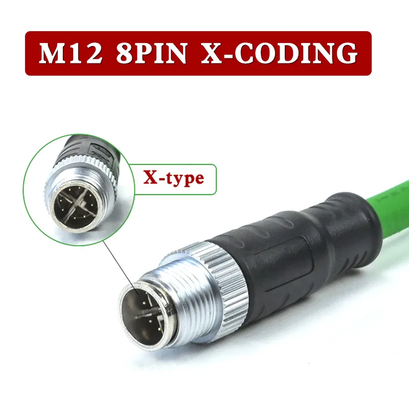 

8-контактный X-тип M12 Ethernet-кабели промышленного класса «папа-мама» на 4/8-контактный A/D-код Водонепроницаемый экранированный датчик 26AWG Авиационная вилка