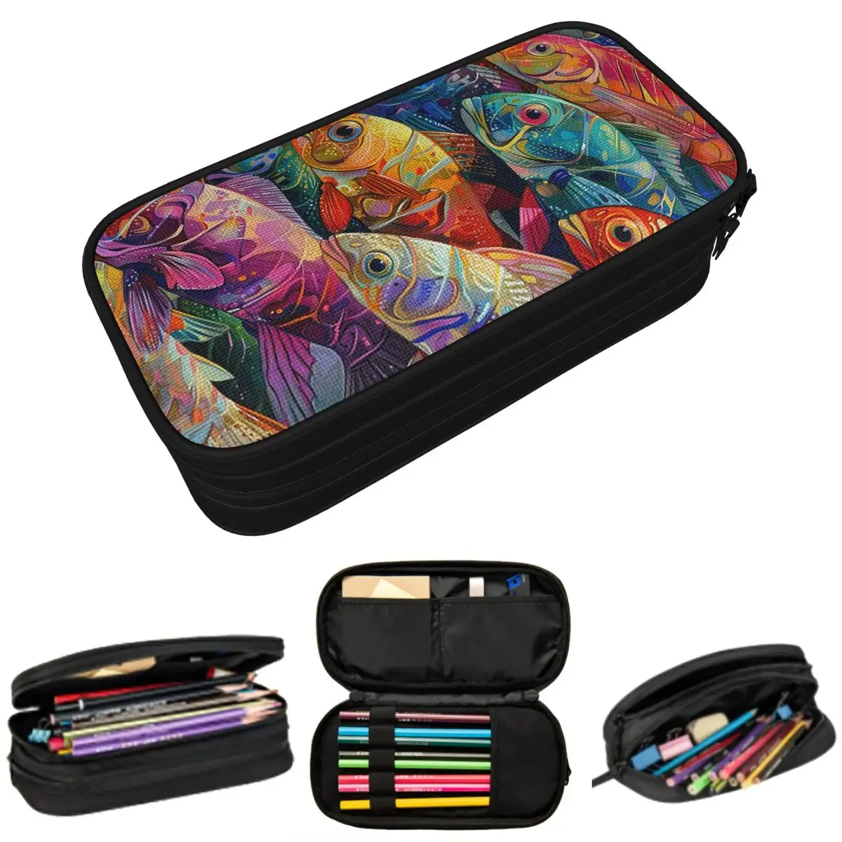 

Fish Shaped Fish PatternPencil Case for Studen Gifts Pen Box Pencil Bag Stationery Supplies Pen Holder Bag