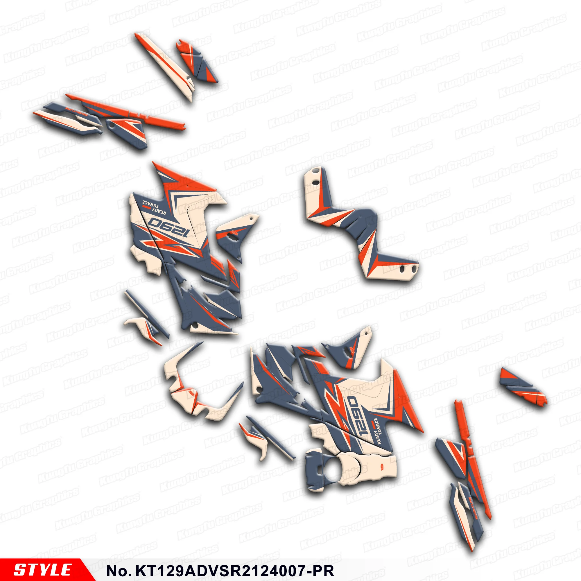Виниловая наклейка JY RACING Graphics Kit для KTM 1290 Super Adventure S/Super ADV R 2021 2022 2023 2024, KT129ADVSR2124007-PR