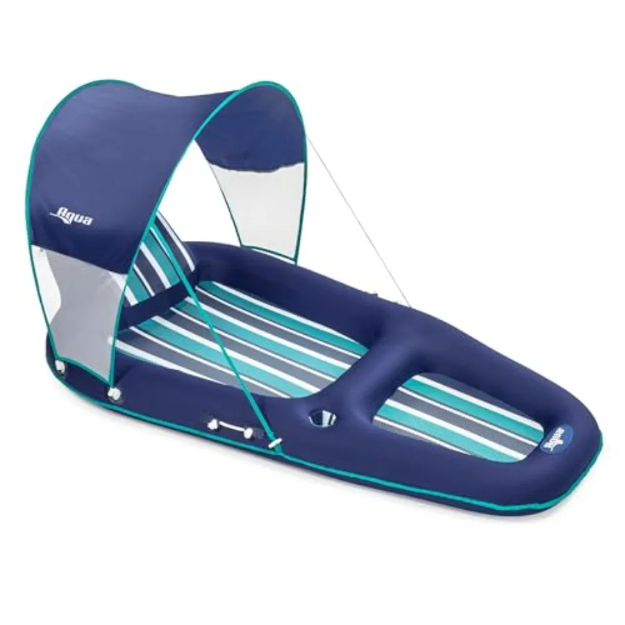 

Aqua Luxury Water Pool Lounge Extra Large Inflatable Pool Floats for Adults with Headrest, Backrest, Footrest Cupholder Multipl