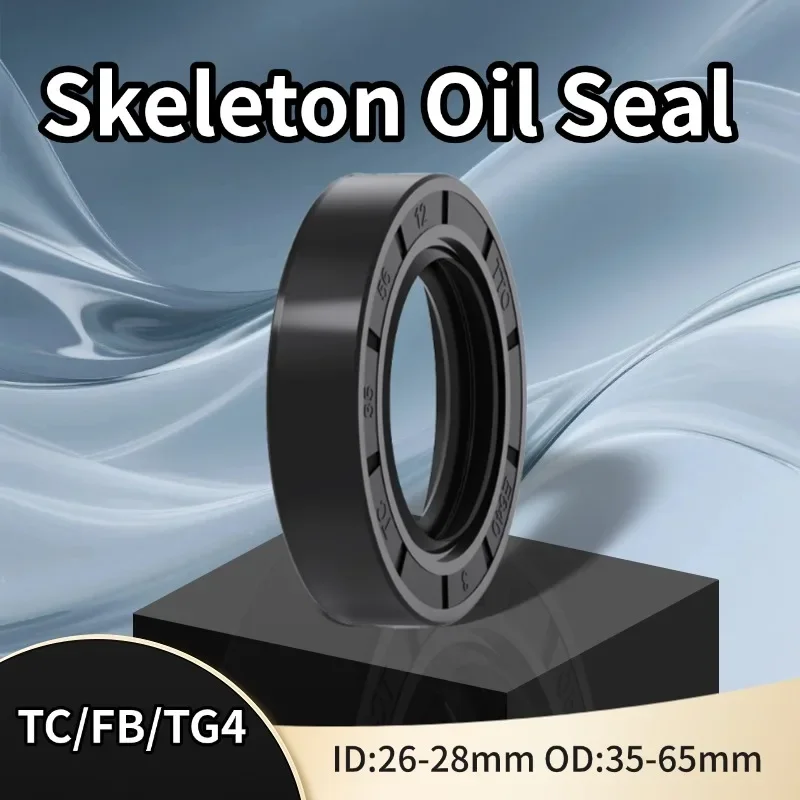 1Pcs ID 26mm 27mm 28mm TC/FB/TG4 Nitrile Rubber Frame Skeleton Oil Seal OD 35/36/37/38/40/42-65mm Height 5-12mm NBR O-ring Black