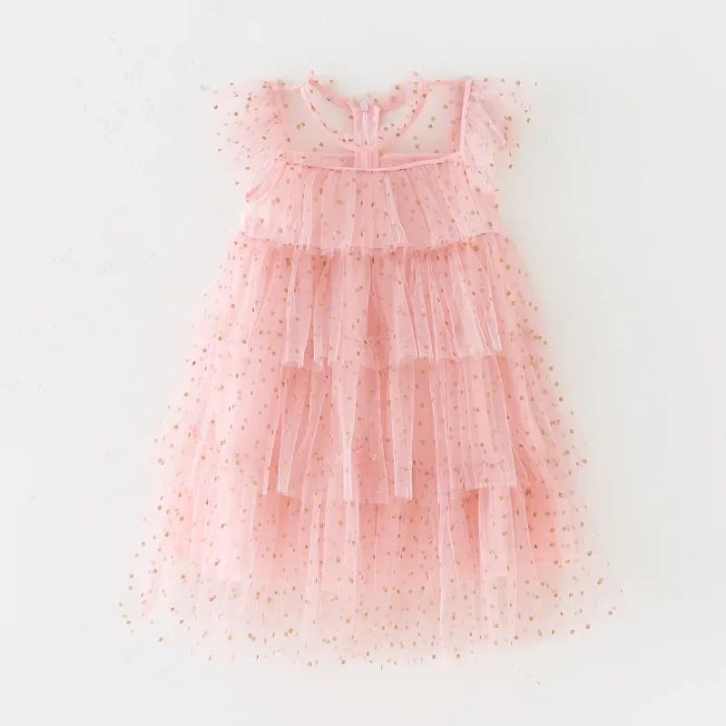 Little Girls Sequin Clothes Summer Casual Dress 3-8Yrs Cute Baby Birthday Vestidos Mesh Wedding Party Princess Dresses for Kids