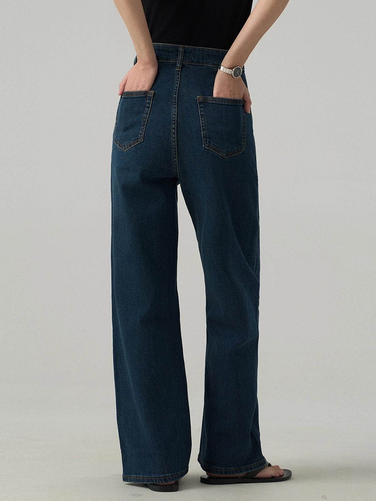 

Прямые синие джинсы с высокой талией, женские утягивающие брюки премиум-класса для грушевого тела, весенний сезон, широкие брюки