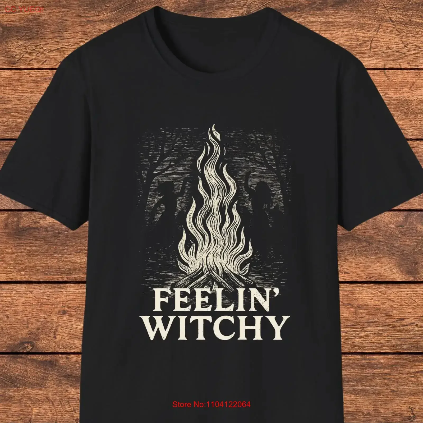 Feelin Witchy T Shirt Witchcore Aesthetic Vintage Bonfire Witch vintage Washed Stretched Casual Unisex fashion