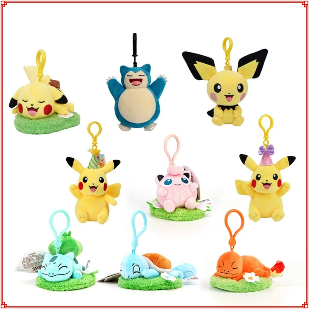 

Genuine Pokemon Plush Keychains Cartoon Backpack Pendant Keyrings Couple Car Key Chains Decorative Accessories Boys Girls Gifts