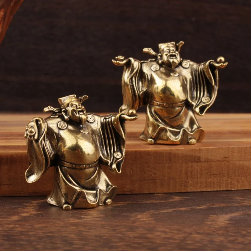 1/2 pieces of brass God of Wealth ornaments, grand God of Wealth ornaments, brass small copper ornaments, Happy Buddha