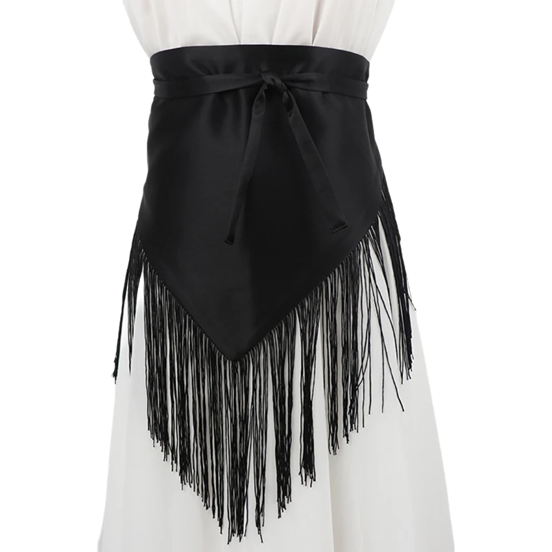 

Women Retro Tassel Waistband Wide Belt with Fringe Hip Scarf for Dance Costume Shirt Skirts Dress Fashion Waist Decor