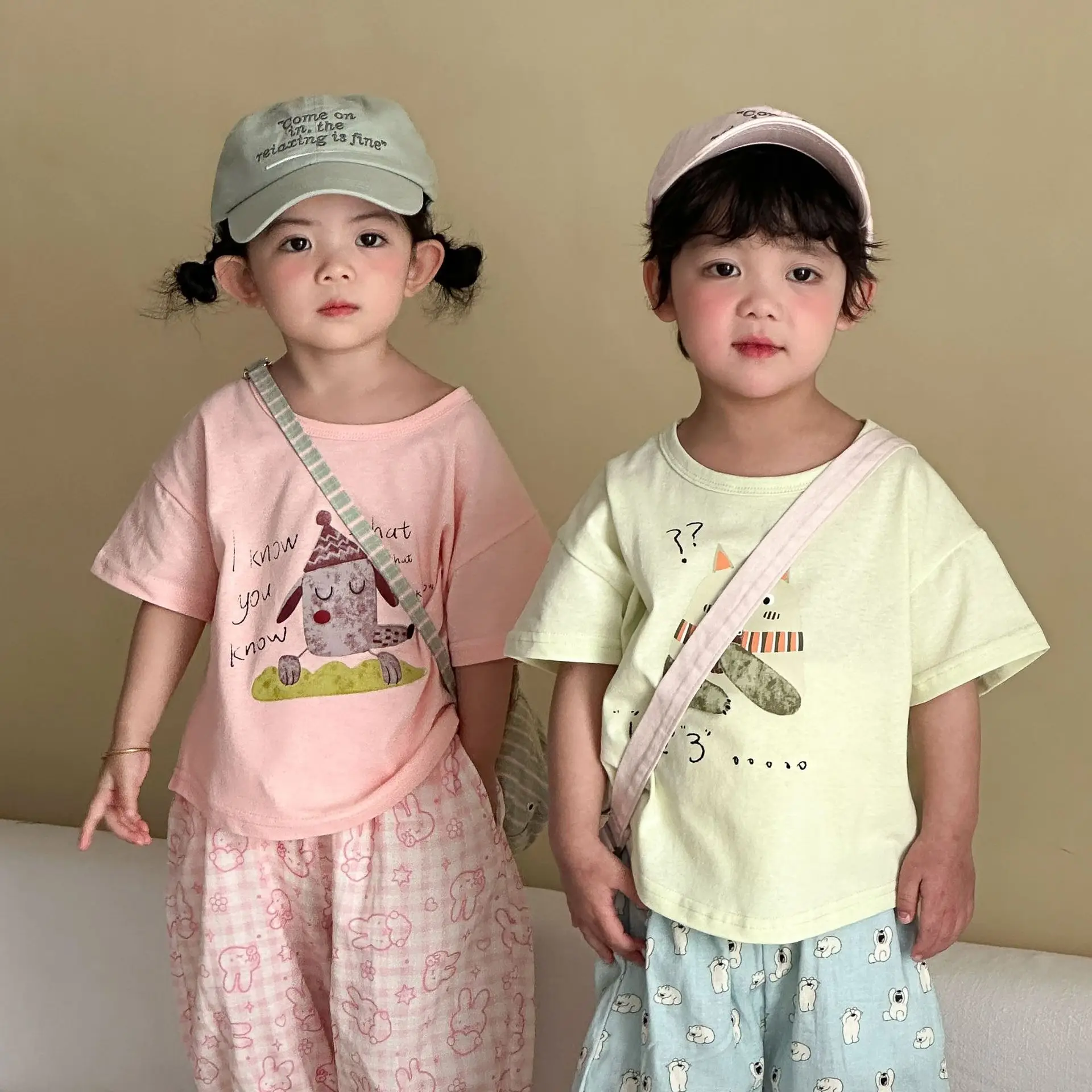 

Новые летние детские футболки 2026 года с коротким рукавом, хлопковые, для девочек, с мультяшным принтом, свободные, для мальчиков, повседневные топы, детская одежда