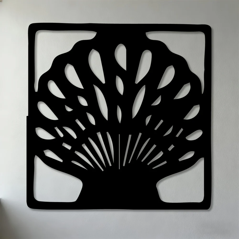 Metal Wall Art Scallop Shell Art Deco Flat Iron Rustic Hanging Sculpture for Living Room Bathroom Coastal Home Decor Gift
