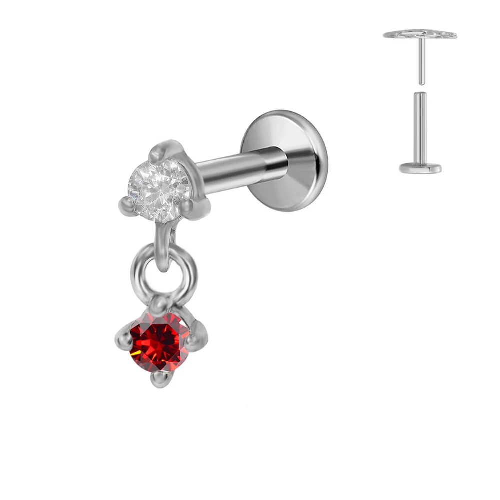 G23 Titanium Water Drop CZ Labret Piercing Earring Stud