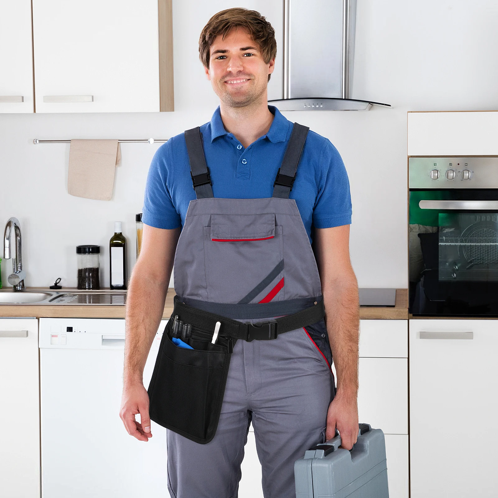 1 szt. Czarna Saszetka Nerka na Narzędzia Torba na Pas Pielęgniarka Ogrodniczek Regulowany Organizer Tkanina Oxford Wodoodporny Wielofunkcyjny