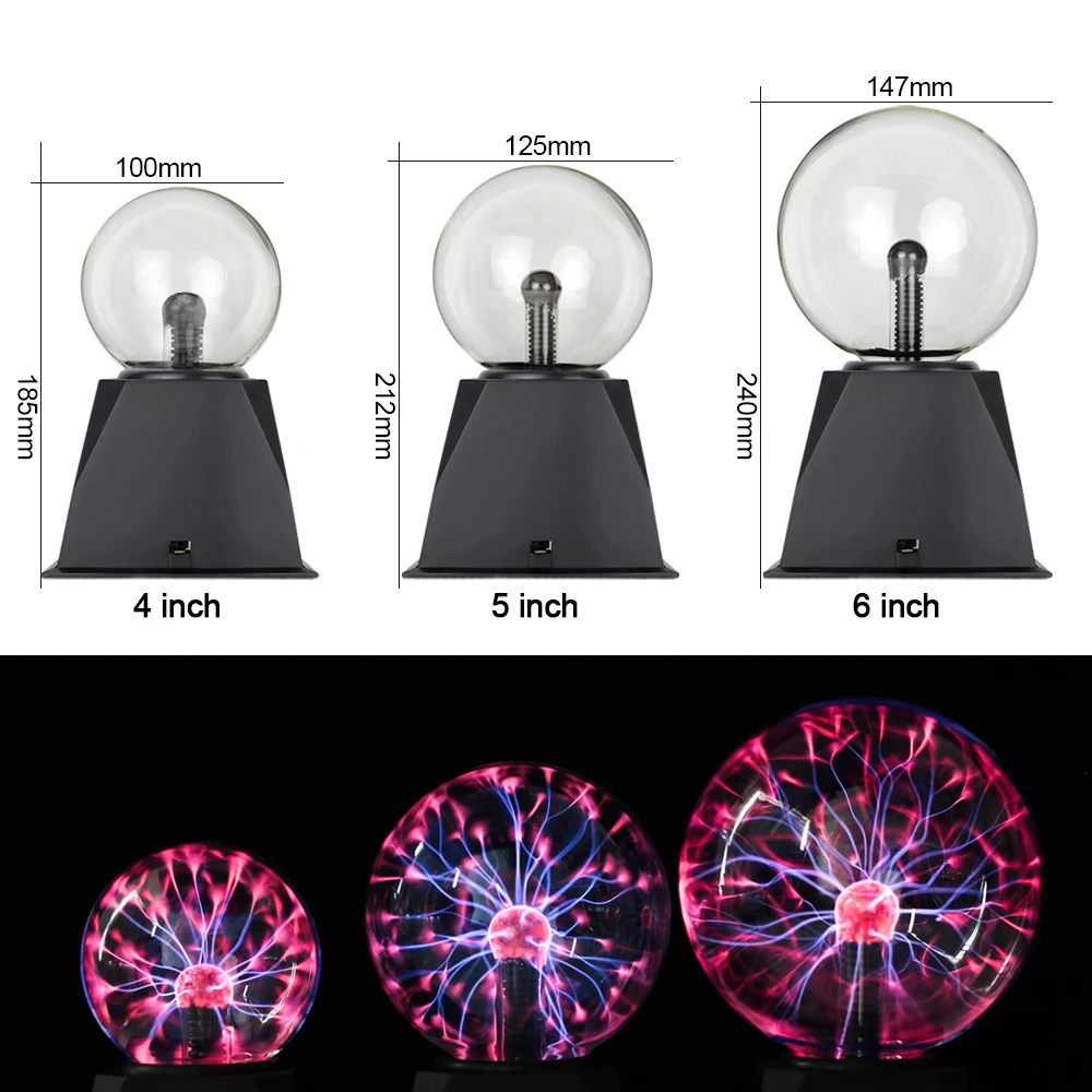 Veilleuse boule plasma magique, nouveauté, éclairage, lampe en verre, cadeau de Noël pour enfants, décoration de fête, lumières de table, 3 pouces,