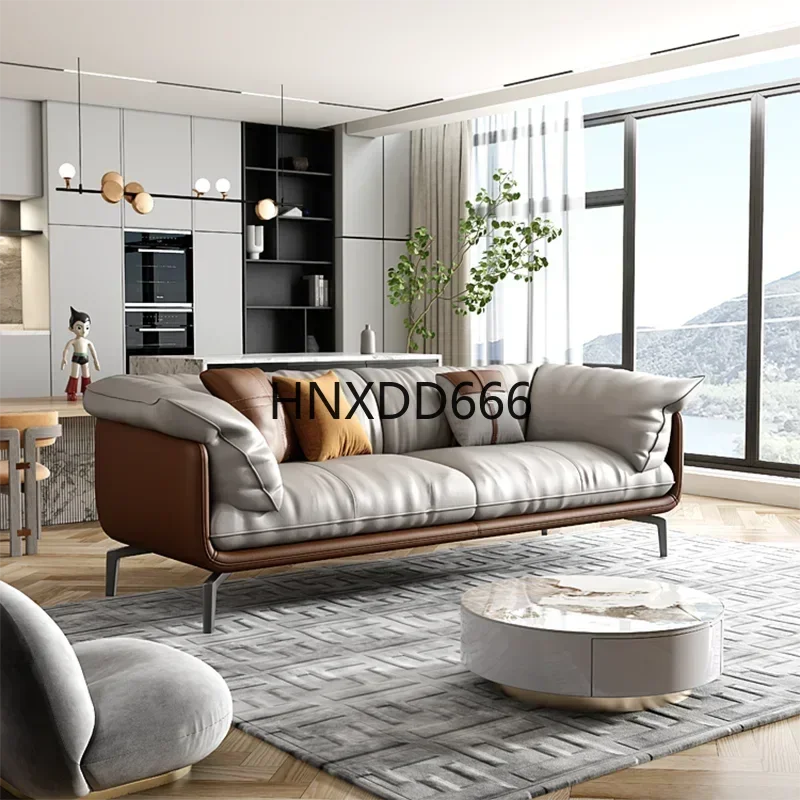 أريكة ناعمة بسيطة إسكندنافية عتيقة للفتيات البني 3 مقاعد أريكة مصممة من الجلد مقعد الحب موبليس بارا سالاس مودرنوس أثاث منزلي