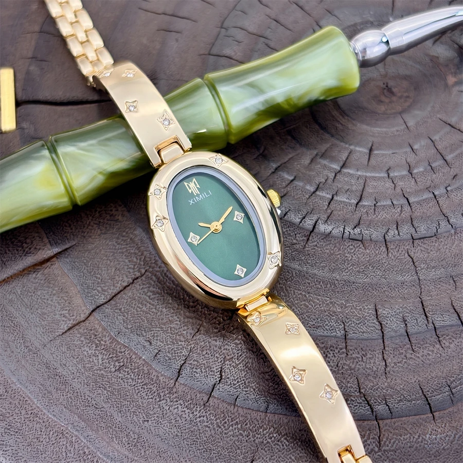 스타 디테일이 새겨진 여성용 패션 타원형 골드 시계: - Vintage Fashion Watches 리뷰 및 가격