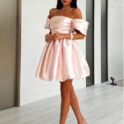 New Homecoming Dresses Off Shoulder A Line Short Pleats Prom Birthday Party Gowns Graduation Matric Dance Dress Customized