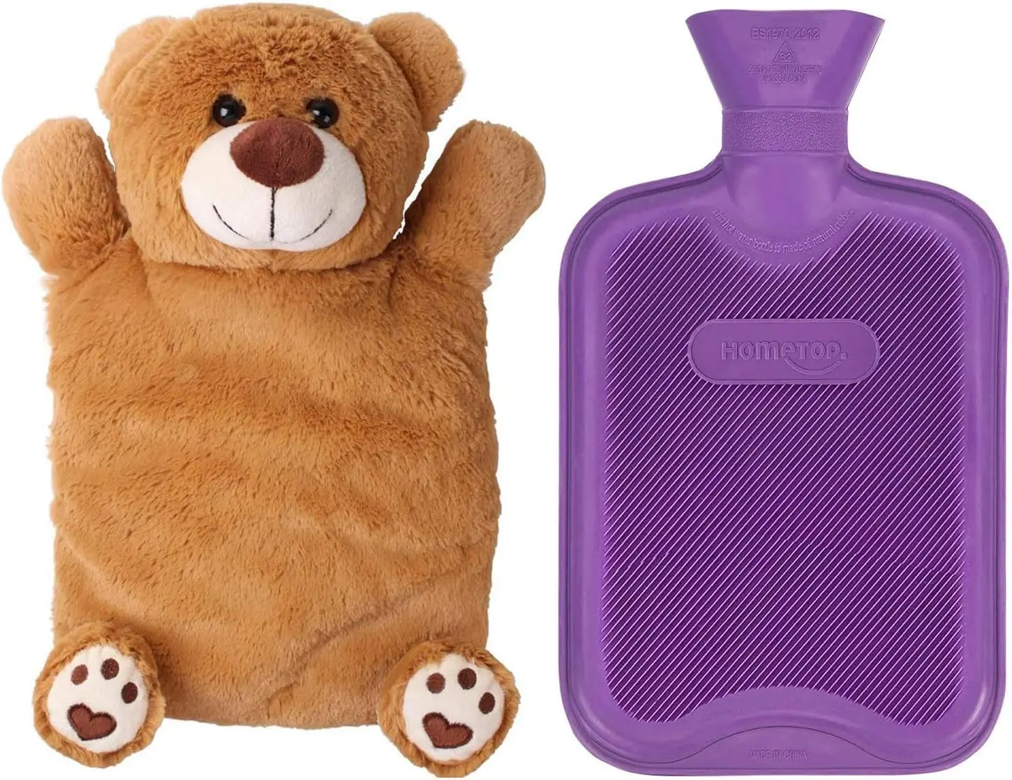 

Classic Rubber Hot or Cold Water Bottle with Adorable Stuffed Bear Cover for Cozy Comfort