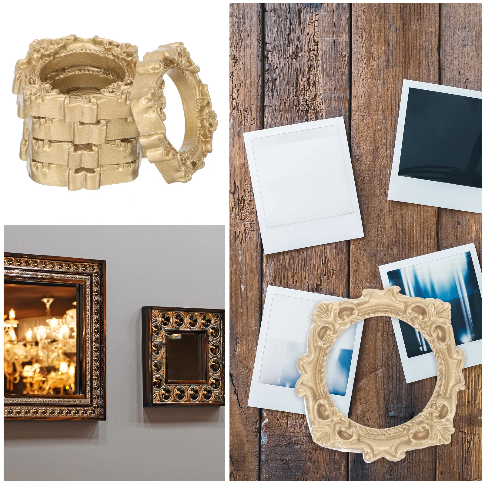 

10Pcs Tiny Resin Photo Frame Props Retro Decorative Picture Frames DIY Home Wall Decor Mini Adornment Tiny Photo Frame