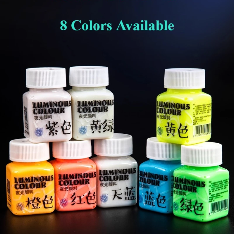 Leuchtendes Farbpigment, das im Dunkeln leuchtet, Acrylfarbe, 58 ml, wasserfest, Studentenbedarf für DIY-Dekoration, Kunstmalerei