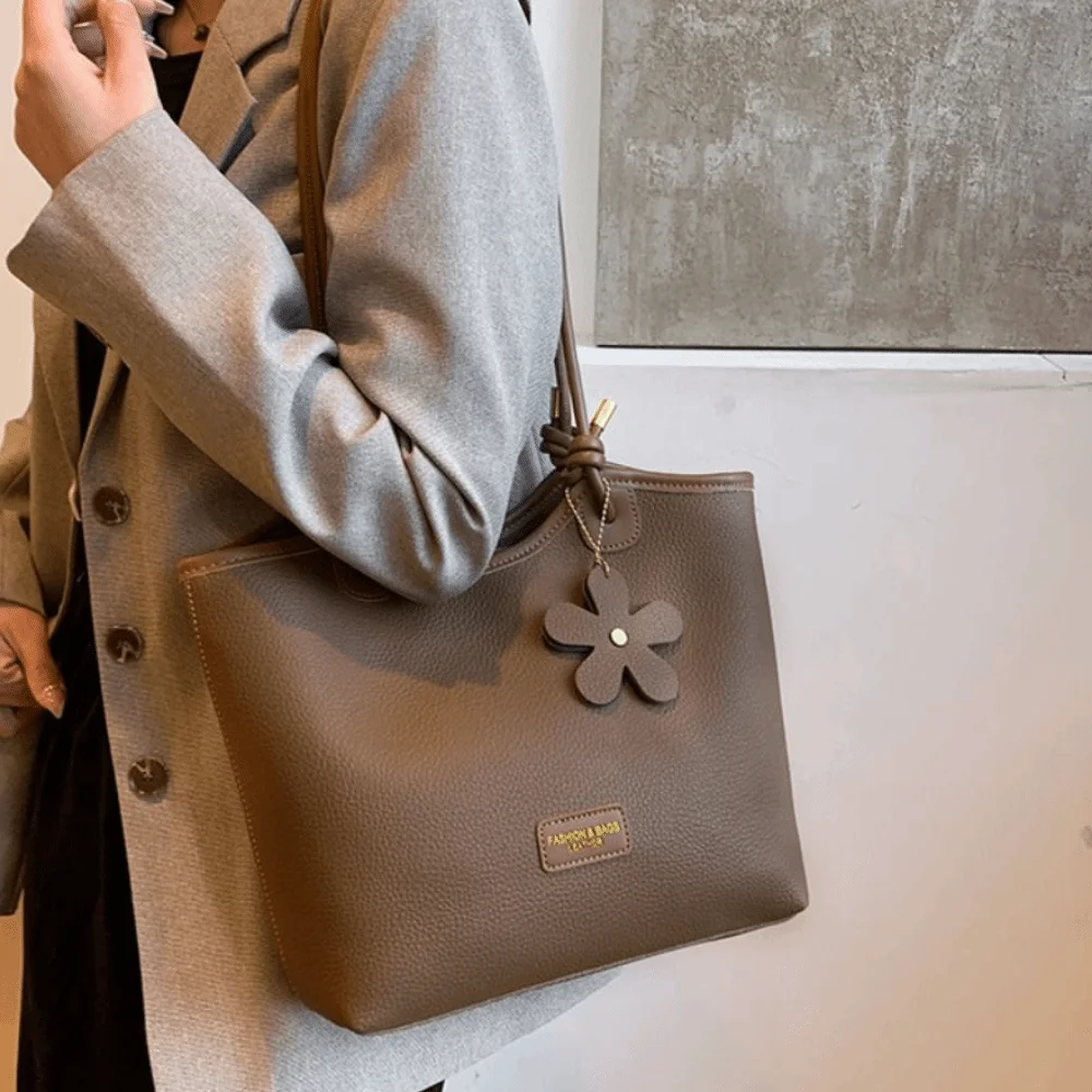 

Retro Women's Shoulder Bag Large Capacity PU Leather Single-shoulder Bag Lightweight Portable Shopping Handbag Work Bag
