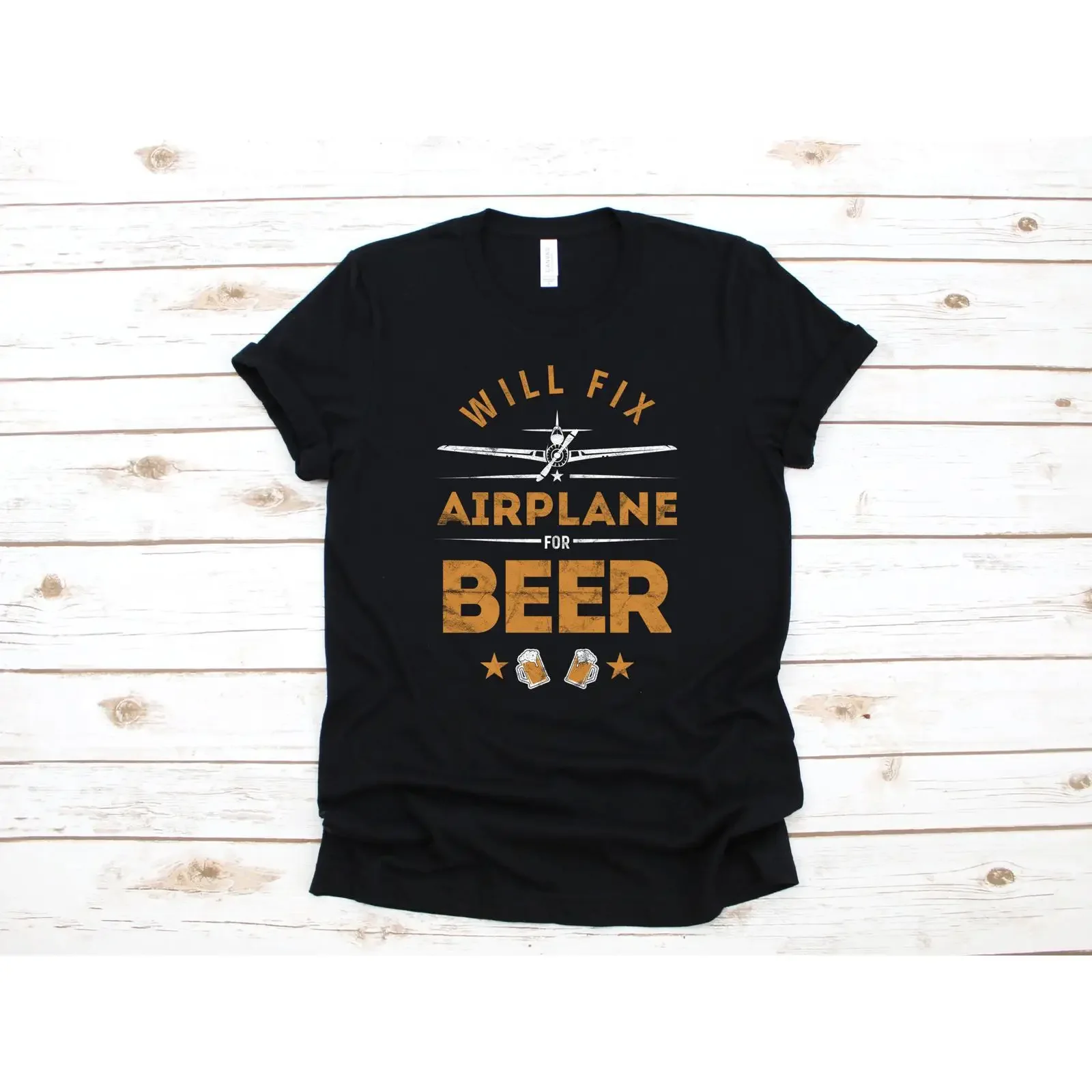 Will Fix Airplane for Beer Funny Aircraft Mechanic Plane Engineer T Shirt Aviation Enthusiast Apparel vintage Washed
