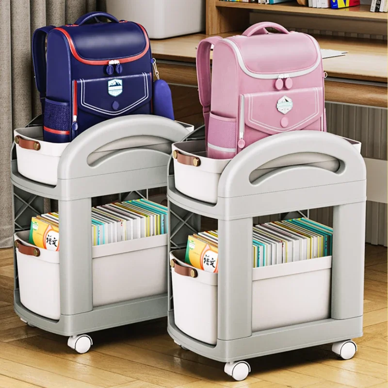 

Office Desk Cabinet with Wheels, Movable Storage Holders, 2-3 Layer Books Organization Racks, Practical Backpack Organizer