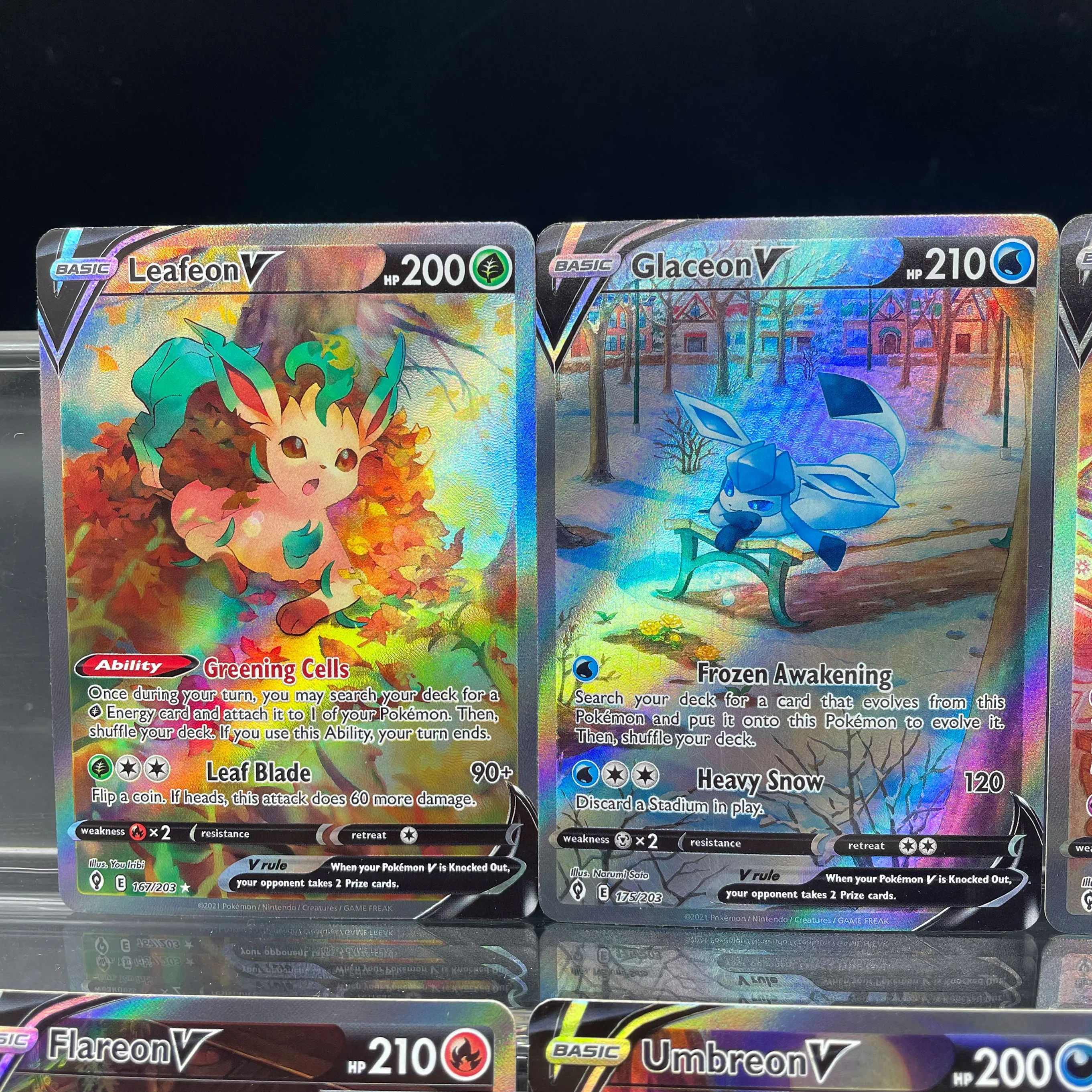 1 قطعة لتقوم بها بنفسك PTCG Eeehrutions النسخة الإنجليزية Leafeon Glaceon Flareon Umbreon Vaporeon الانكسار اللون فلاش جمع بطاقة #3
