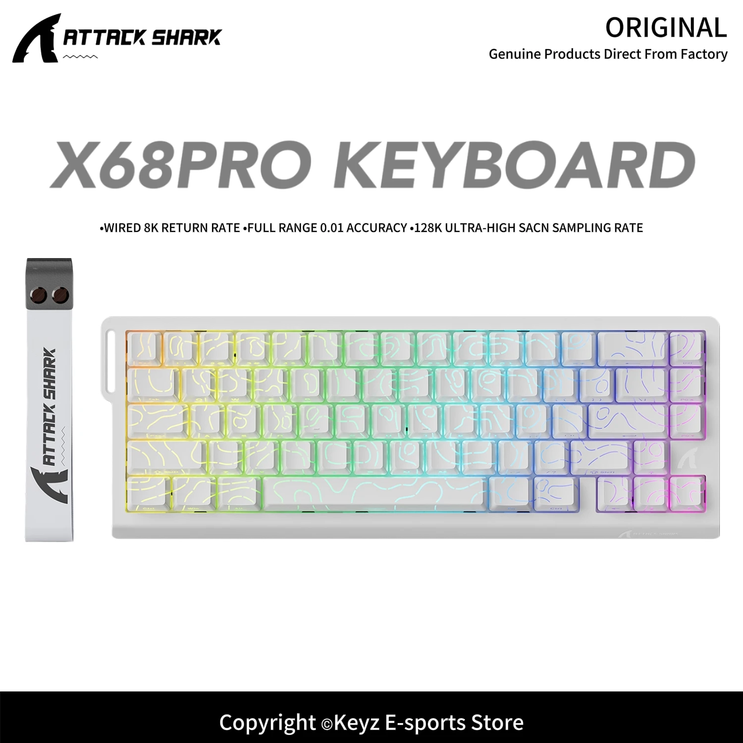 ATTACK SHARK X68PRO HE Tri-Mode Magnetic Gaming Keyboard 0.125ms 0.01mm RT Accuracy RGB Web Driven 1000Hz Wireless Keyboard